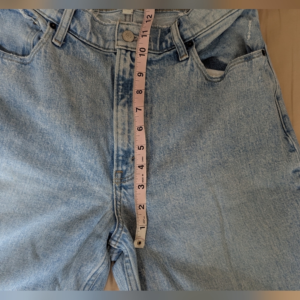 Abercrombie Curve Love The 90s Straight High Light Wash Frayed Hem Blue Jeans - Picture 8 of 10
